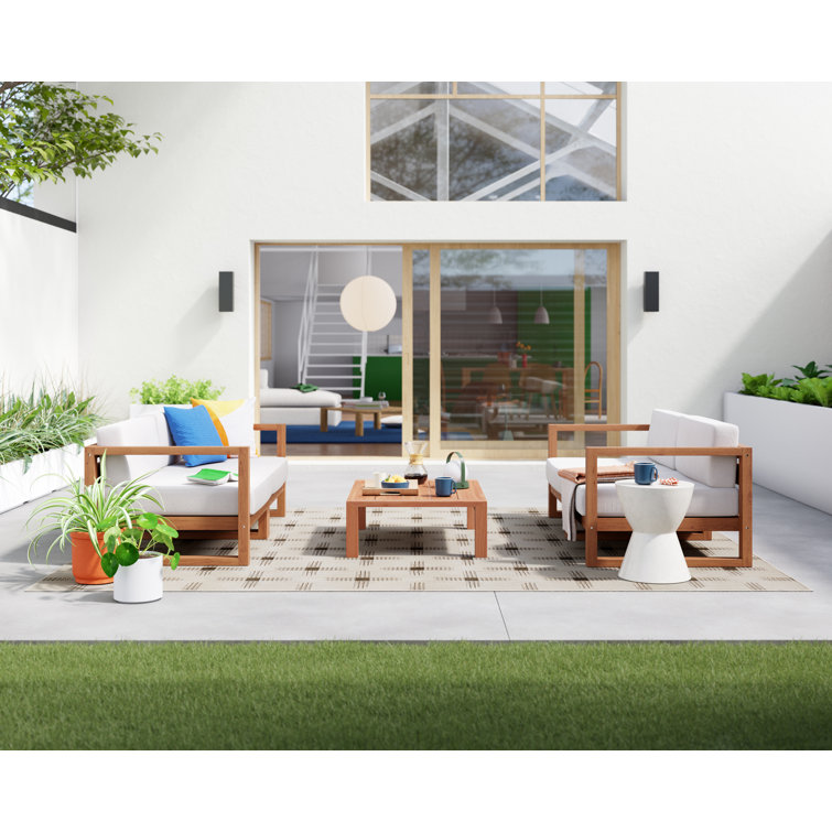 Natural Teak Rectangular Solid Wood Coffee Table