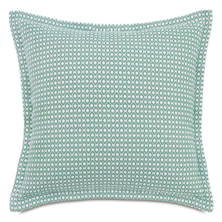 Belize Green and White Geometric Cotton Blend Euro Sham