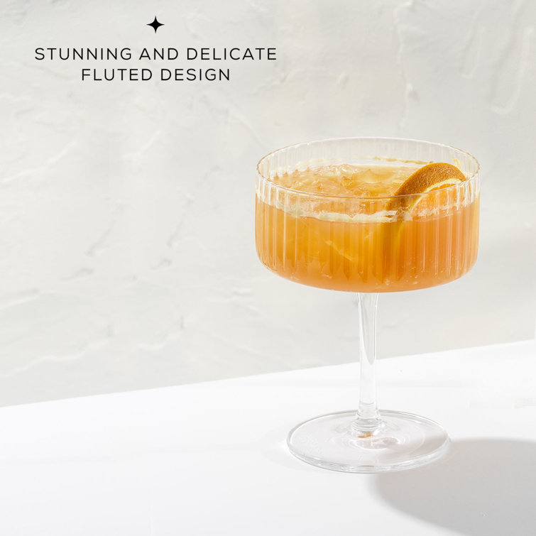 Elle 10oz Clear Fluted Coupe Martini Glasses Set