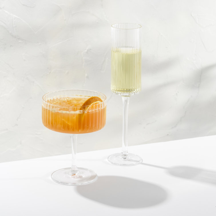Elle 10oz Clear Fluted Coupe Martini Glasses Set