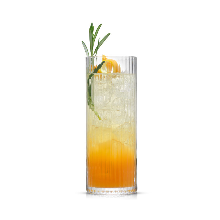 JoyJolt Elle Fluted Clear Glass Highball Set, 16oz