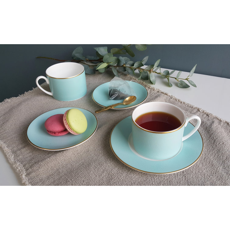 Charlotte Bone China Turquoise Espresso Cup and Saucer Set