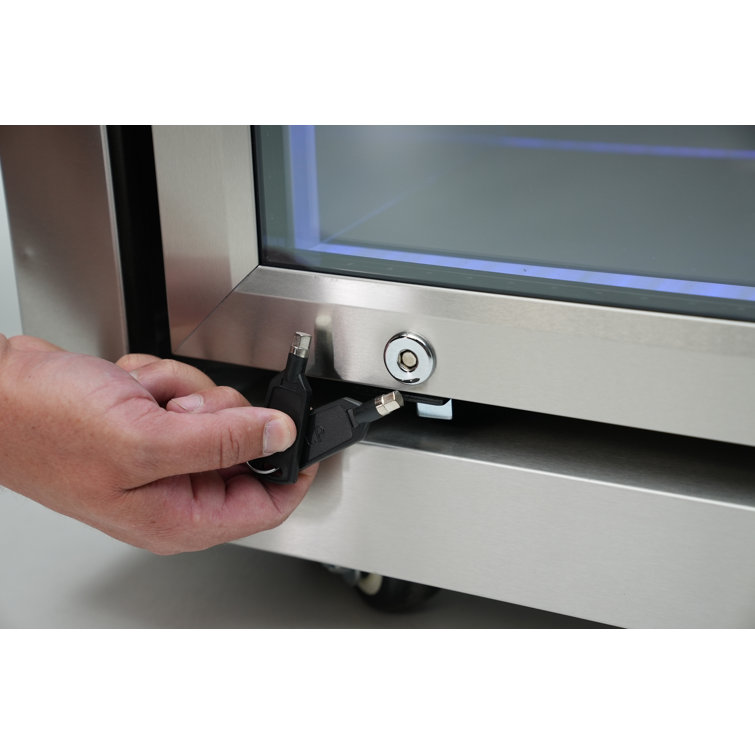 Compact Black Stainless Steel Undercounter Refrigerator with LED Light