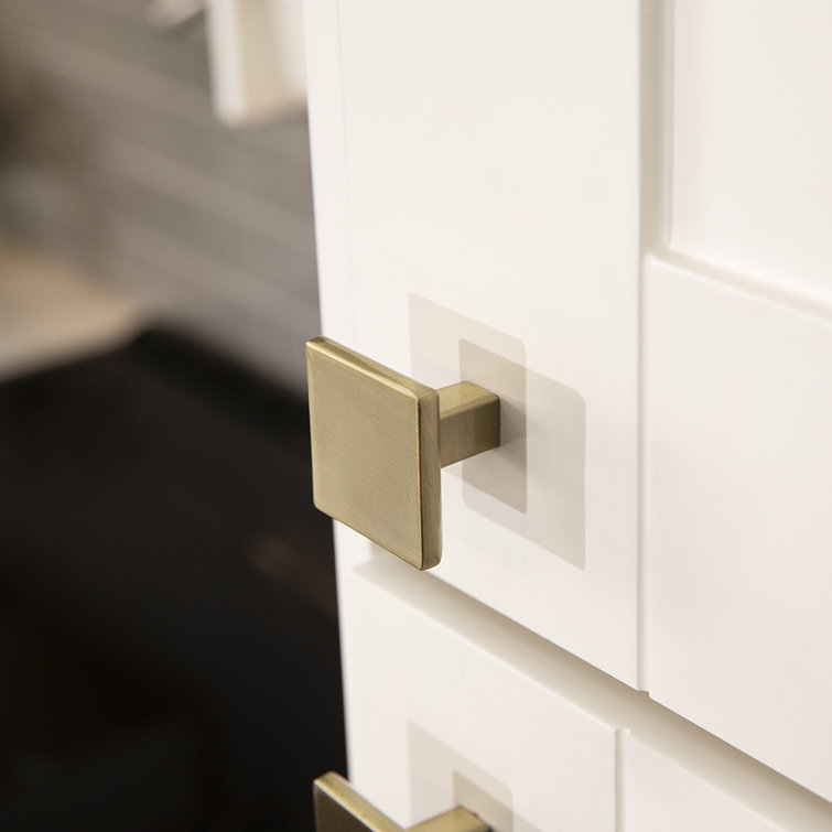 Elusive Golden Nickel Square Cabinet Knob with Mounting Hardware