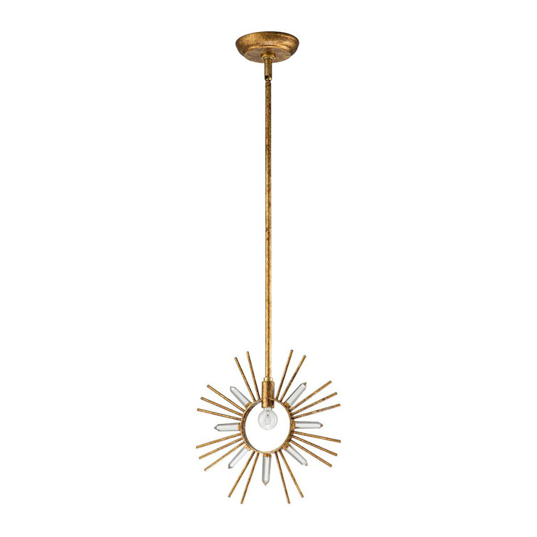 Gold Leaf Crystal Sunburst Pendant Light
