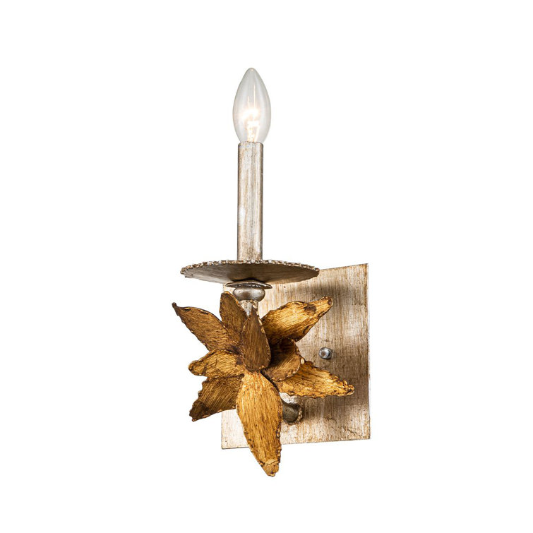Toussaint Gold and Silver Leaf 1-Light Wall Sconce by Elaine Gleason