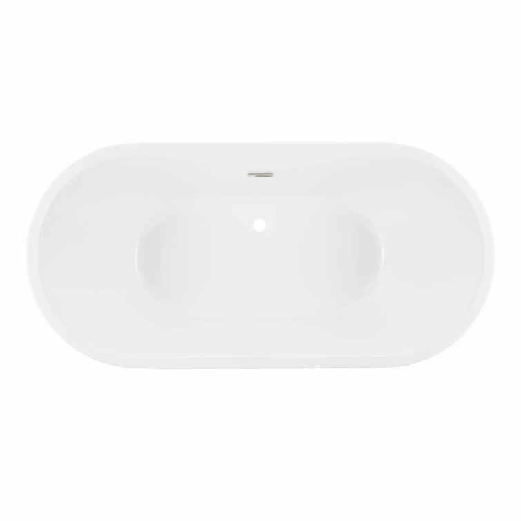 61" White Acrylic Freestanding Oval Soaking Bathtub
