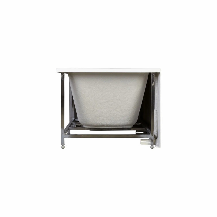 59'' White Acrylic Rectangular Freestanding Soaking Bathtub