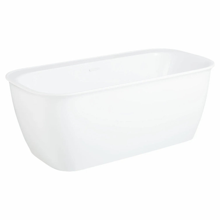 63" White Acrylic Freestanding Soaking Bathtub