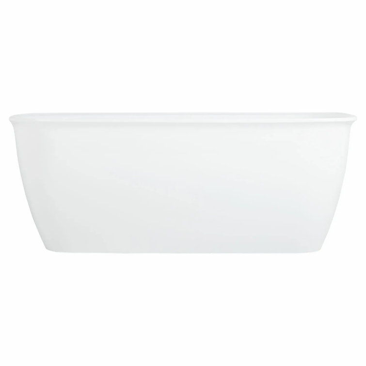 63" White Acrylic Freestanding Soaking Bathtub