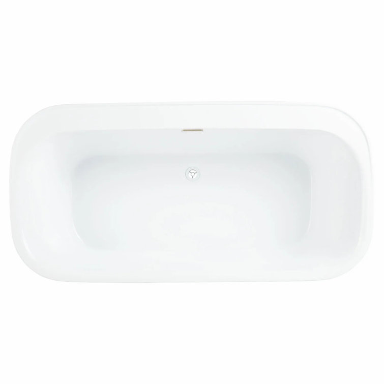 63" White Acrylic Freestanding Soaking Bathtub