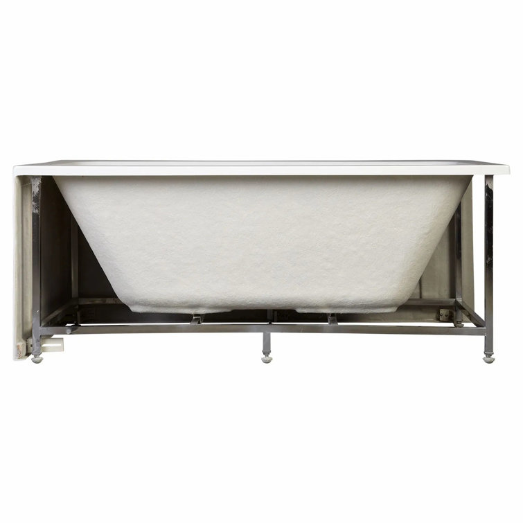 59'' White Acrylic Rectangular Freestanding Soaking Bathtub