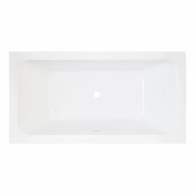 59'' White Acrylic Rectangular Freestanding Soaking Bathtub