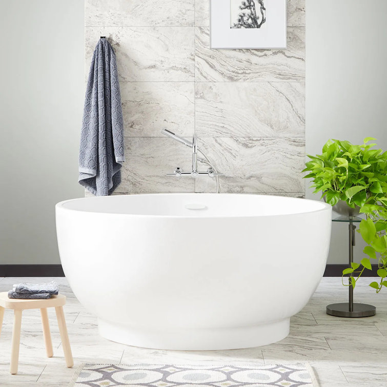 51" White Acrylic Circular Freestanding Soaking Tub
