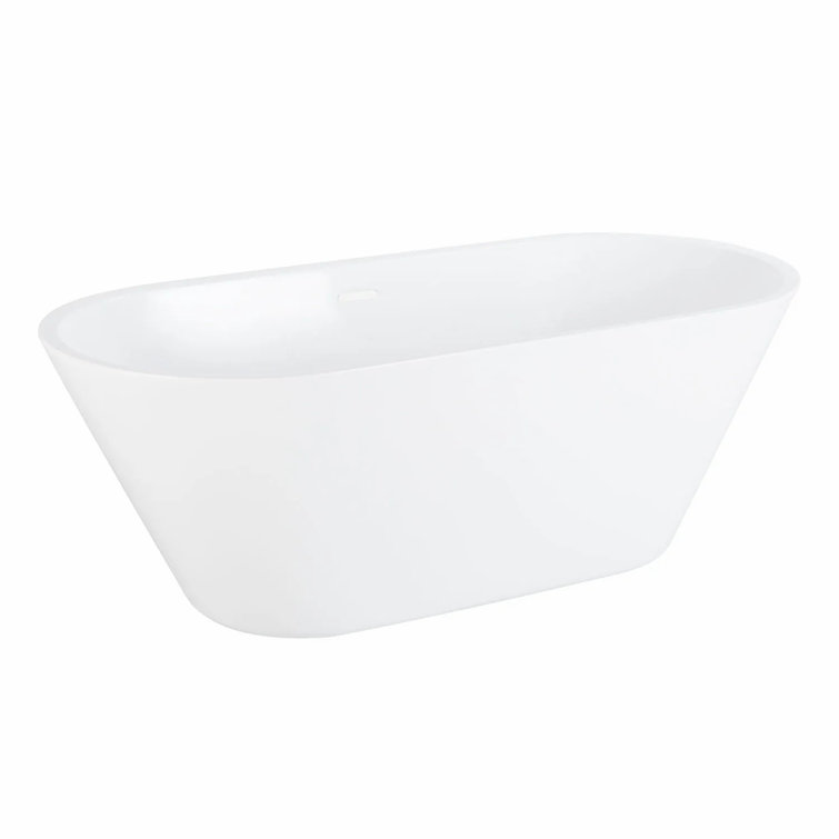 Danae White Acrylic Freestanding Oval Soaking Bathtub
