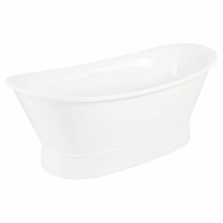 69'' White Acrylic Freestanding Oval Soaking Bathtub