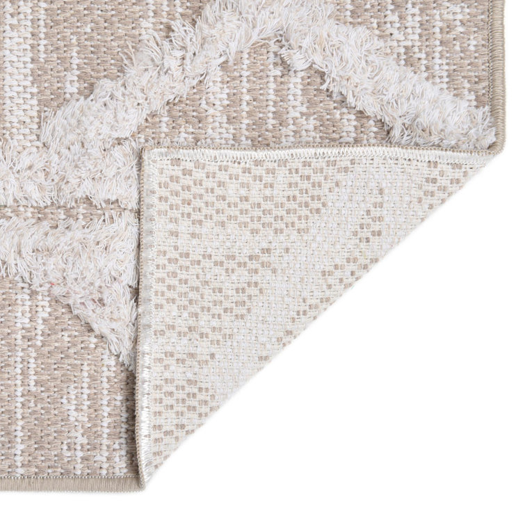 Casa Beige Cotton Geometric Flatweave 2'x3' Indoor Rug