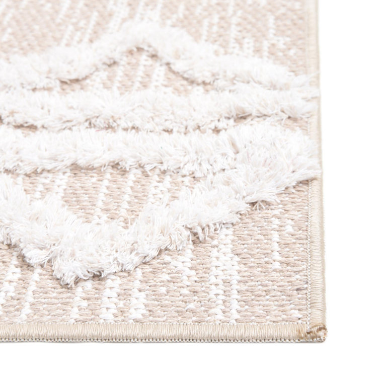 Casa Beige Cotton Geometric Flatweave 2'x3' Indoor Rug