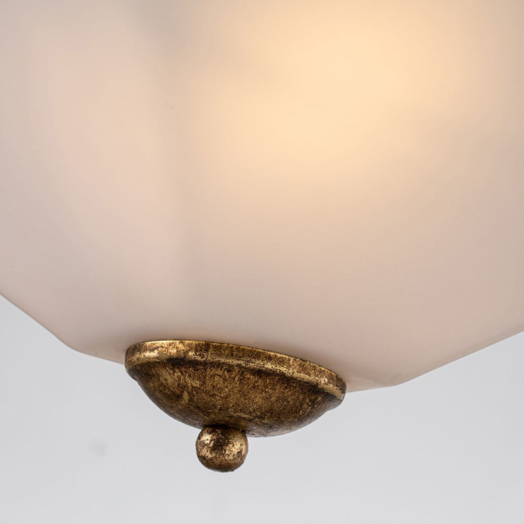 Gold and White Glass Geometric Semi Flush Mount Light