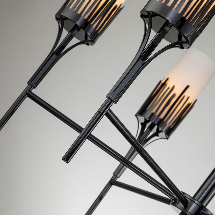 Matte Black and Opal Glass 6-Light Candle Chandelier