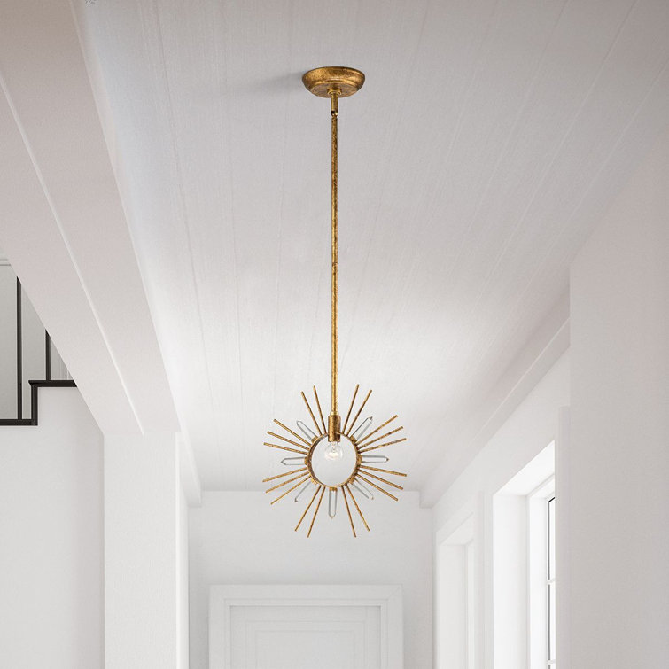 Gold Leaf Crystal Sunburst Pendant Light