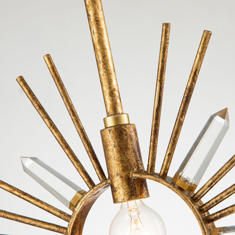 Gold Leaf Crystal Sunburst Pendant Light