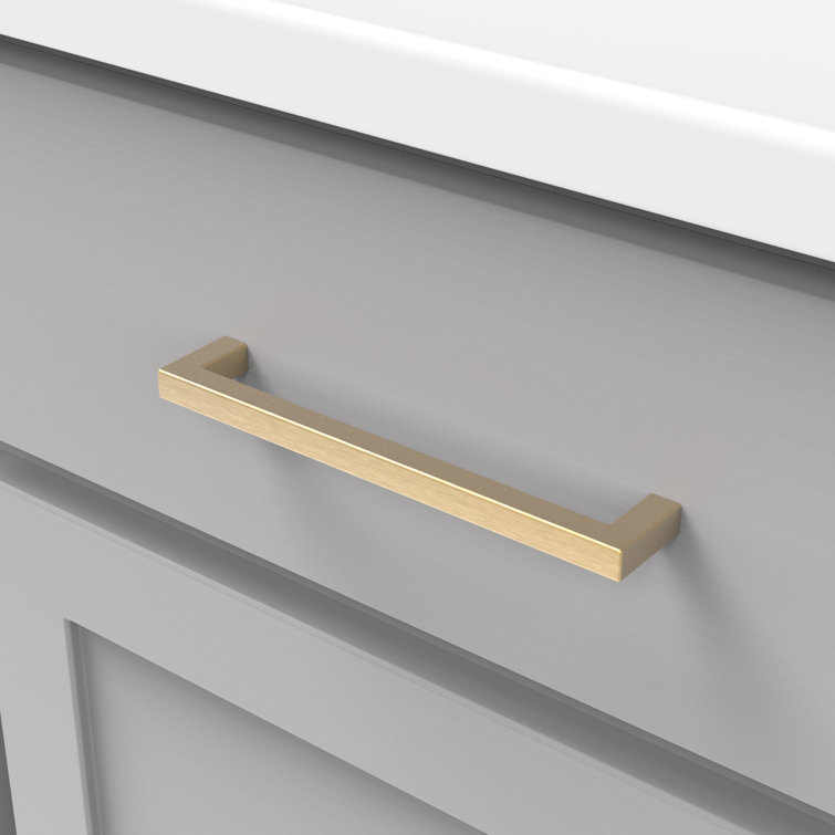 Brushed Golden Brass 18" Modern Cabinet Handles with Mounting Hardware