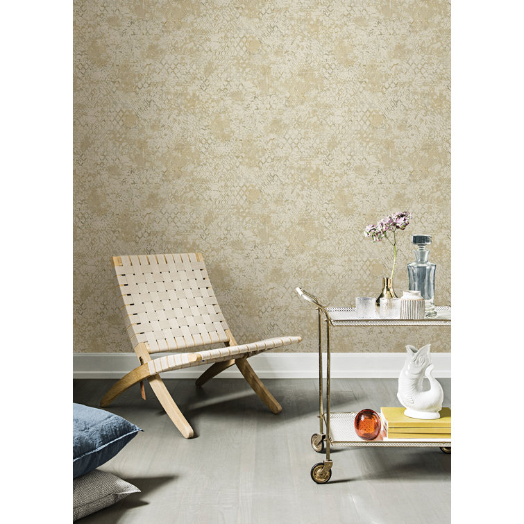 Taupe and Gold Non-Woven Snakeskin Wallpaper Roll
