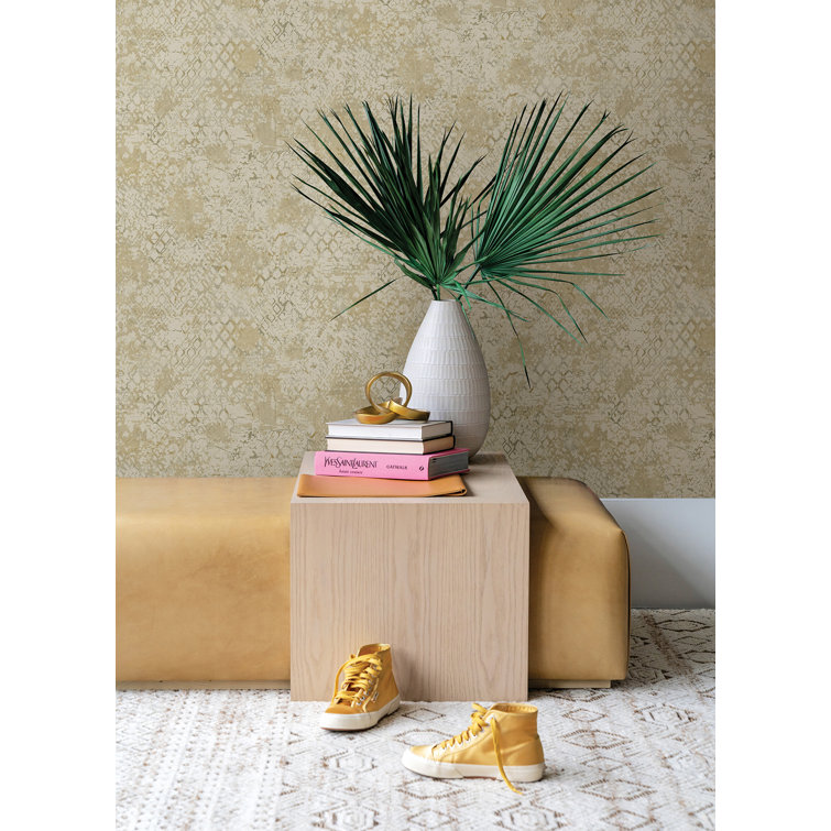Taupe and Gold Non-Woven Snakeskin Wallpaper Roll