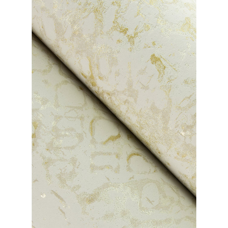Taupe and Gold Non-Woven Snakeskin Wallpaper Roll