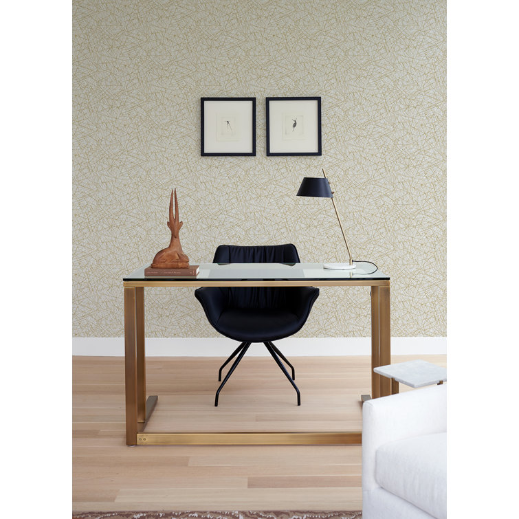 Champagne and White Non-Woven Abstract Wallpaper Roll
