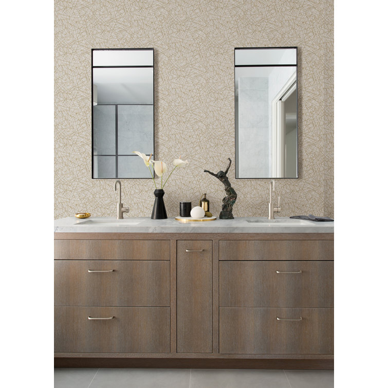 Champagne and White Non-Woven Abstract Wallpaper Roll