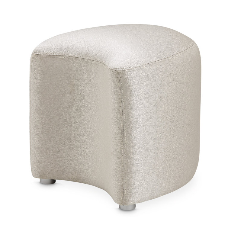 Contemporary Eclipse Cream Vanity Stool with Stainless Steel Frame