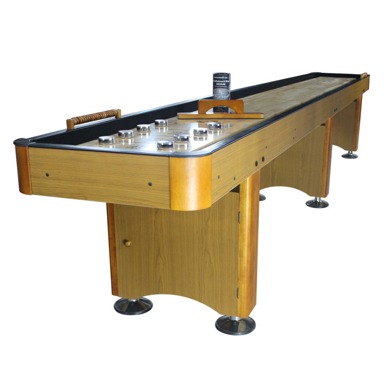 Honey Oak 14' Shuffleboard Table with Metal Leg Levelers