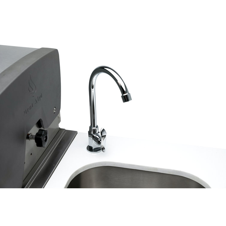 Black Stainless Steel Outdoor Beverage Center with Sink and Fridge