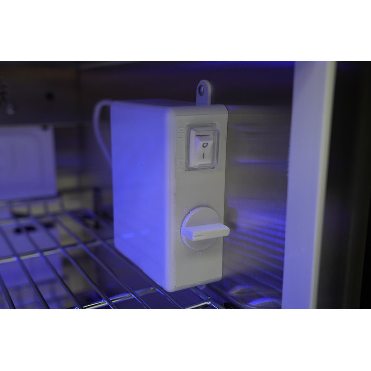Compact Black Stainless Steel Undercounter Refrigerator with LED Light