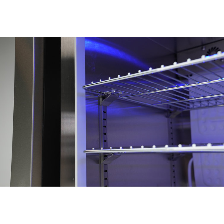 Compact Black Stainless Steel Undercounter Refrigerator with LED Light