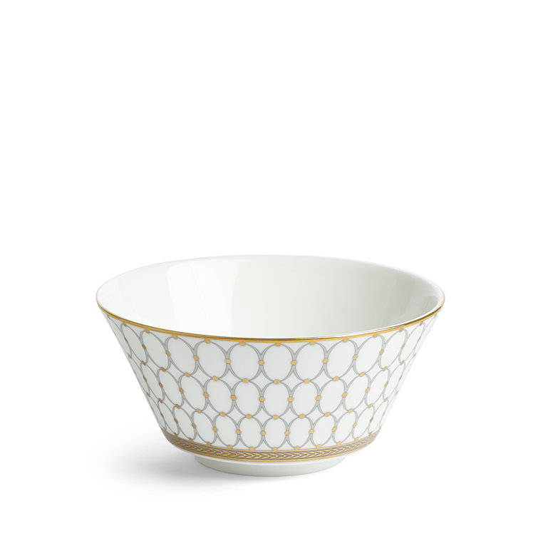 White Ceramic Cereal Bowl with 22-Carat Gold Detailing