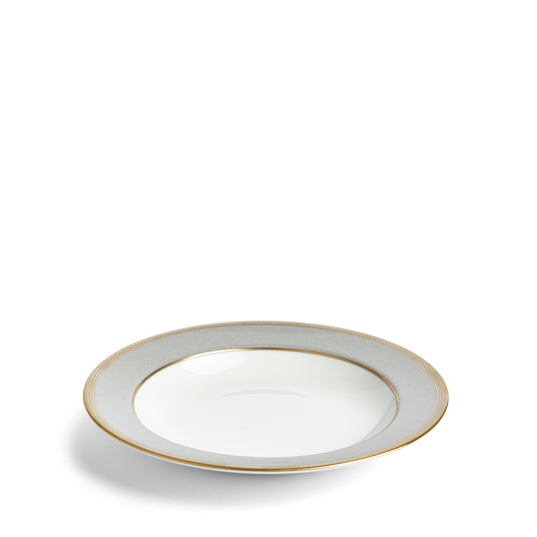 Renaissance Grey Ceramic Soup Bowl with Gold Detailing