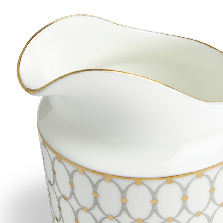 Renaissance Grey Bone China Sugar & Creamer Set with Gold Detailing