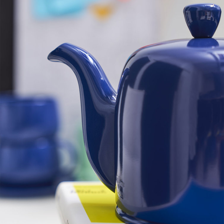 Black and Bronze 4-Cup Porcelain Teapot with Removable Infuser