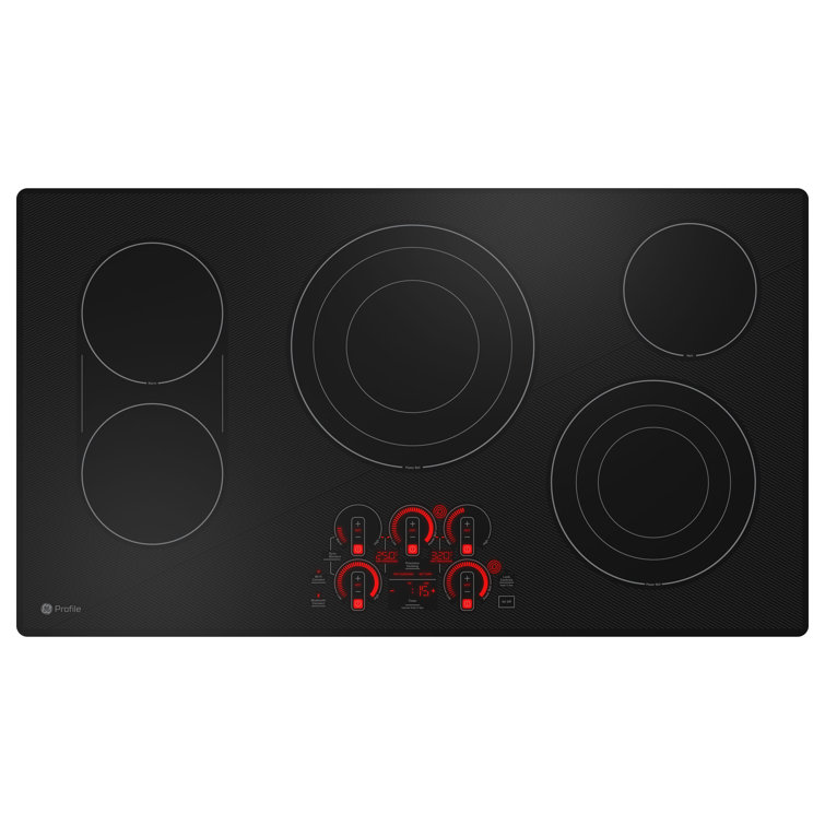 36" Black Ceramic Glass Electric Cooktop with 5 Burners