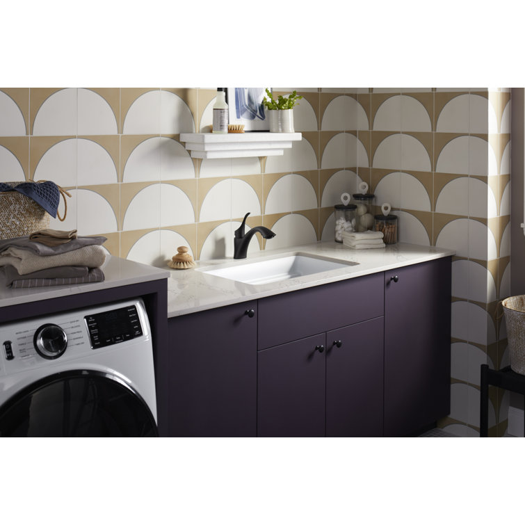 Matte Taupe Cast Iron Undermount Utility Sink with Deep Bowl