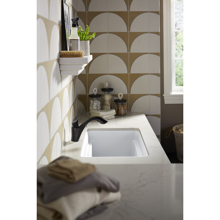 Matte Taupe Cast Iron Undermount Utility Sink with Deep Bowl