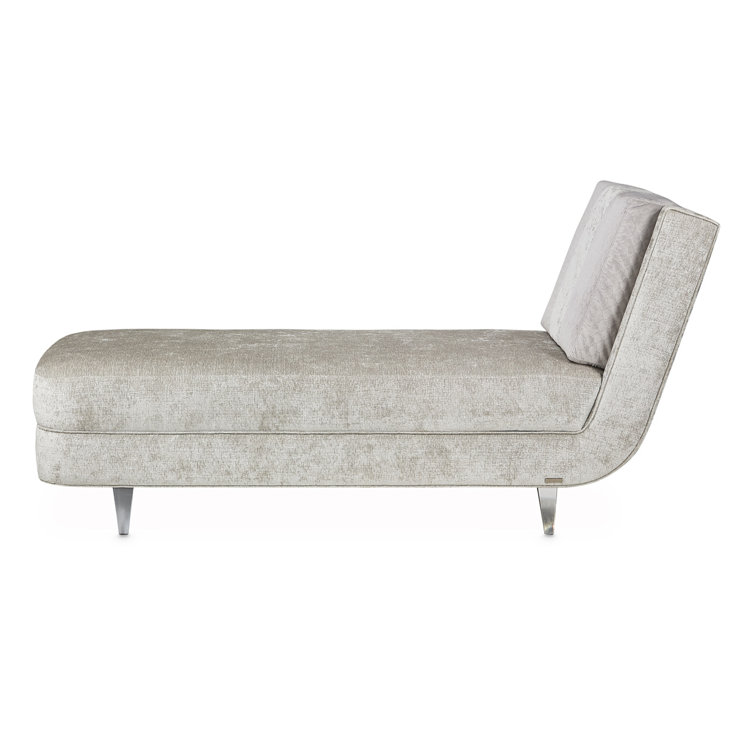 Silver Velvet Armless Chaise with Acrylic Feet