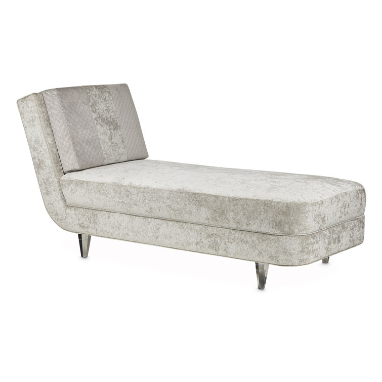 Silver Velvet Armless Chaise with Acrylic Feet