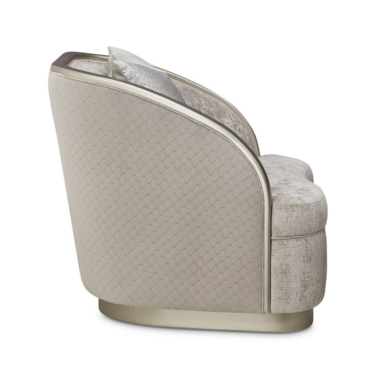 Elegant Beige Velvet Accent Chair with Honeycomb Pattern