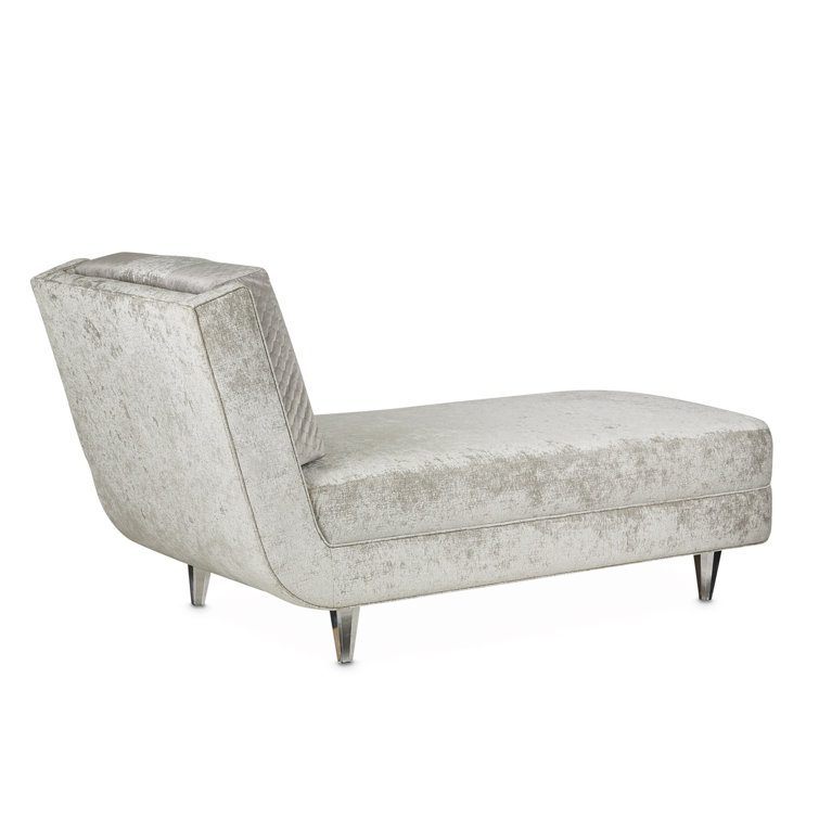 Silver Velvet Armless Chaise with Acrylic Feet