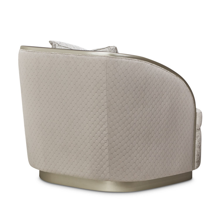 Elegant Beige Velvet Accent Chair with Honeycomb Pattern