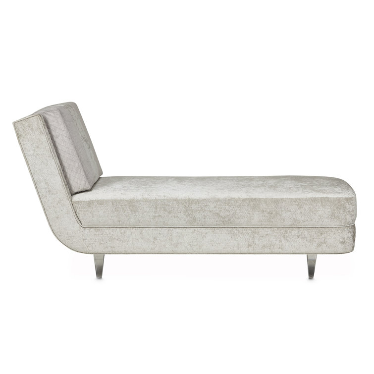 Silver Velvet Armless Chaise with Acrylic Feet